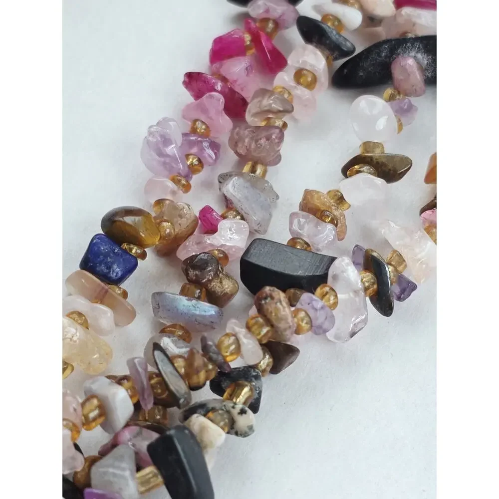 Artisan New Sterling 925 Agate Gemstone Jewel Multi Necklace Colorful Pink Green